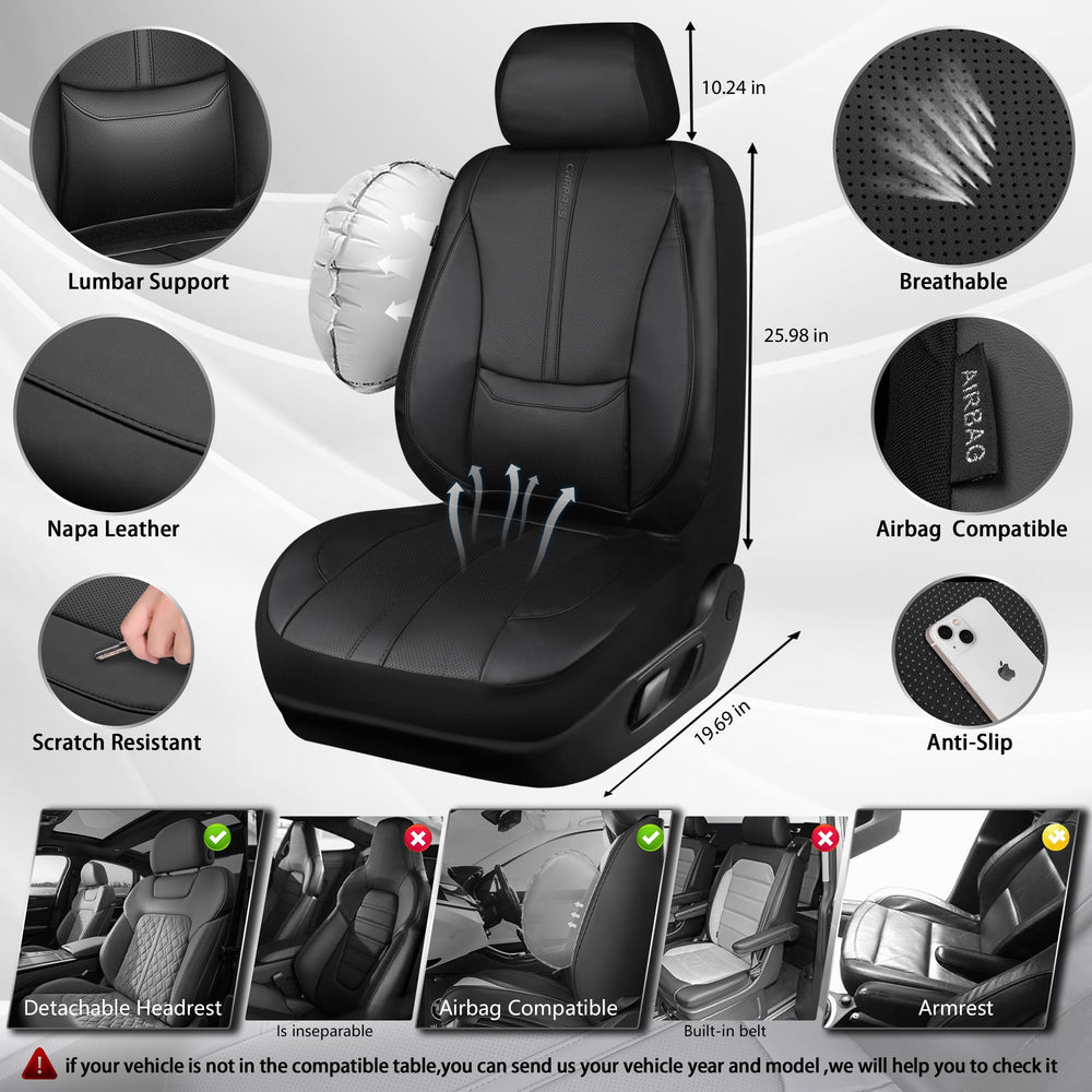 CAR PASS Nappa leather anti-slip back keeps covers in place during daily use