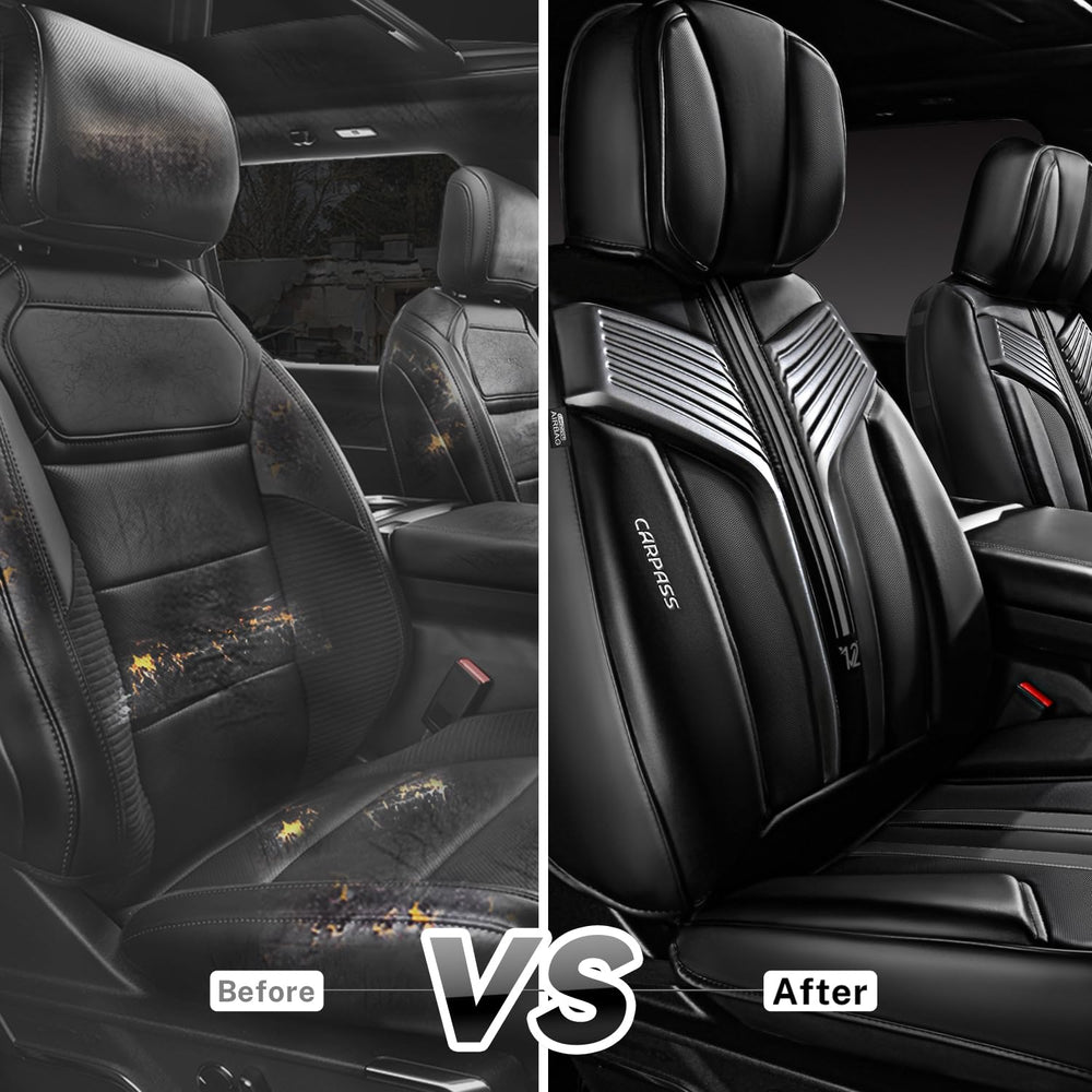 CAR PASS Nappa leather front seat cover storage pockets keep essentials handy.