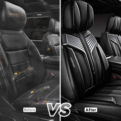 CAR PASS Nappa leather front seat cover storage pockets keep essentials handy.