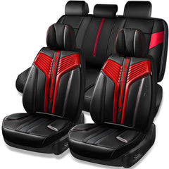 CAR PASS Nappa leather seat covers full set in black red offering premium protection and style