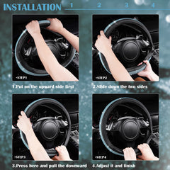 Inner anti-slip rubber points on CAR PASS steering wheel cover
