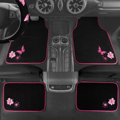 CAR PASS pink butterfly rear floor mats protecting rear area from dirt