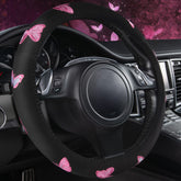 CAR PASS pink butterfly embroidery steering cover improves grip and style on the wheel