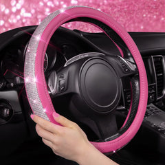 CAR PASS Pink Diamond wheel cover closeup of rhinestones boosts visual appeal and feel