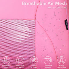 CAR PASS pink headrest covers match seats for coordinated style.