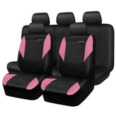 CAR PASS pink quilted leather seat covers offer a stylish upgrade and plush comfort.
