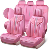 CAR PASS Pink Nappa front seat cover close-up showing premium touch and protection