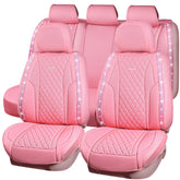 CAR PASS Pink Nappa Leather full-seat cover front view for luxury protection