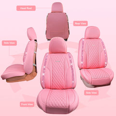 CAR PASS Pink Nappa Leather rear seat covers with storage pocket