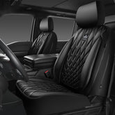 CAR PASS Piping Luxury front seat cover in all black for protection and style.