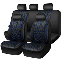 CAR PASS Piping Luxury leather seat covers full-set front view safeguard five seats with style.