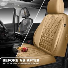 CAR PASS beige front seat cover adds stylish durability for daily commutes