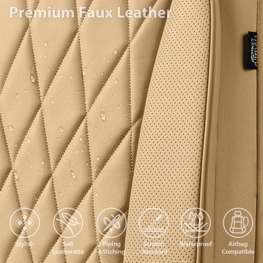 CAR PASS luxury PU leather seat cover fits SUVs vans and trucks securely