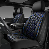 CAR PASS Piping luxury PU leather front seat cover in black-blue protects upholstery with premium look