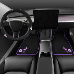 CAR PASS Purple butterfly car mats front brighten your cabin while protecting floors.