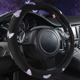 CAR PASS purple butterfly steering wheel cover on 15-inch wheel for stylish comfort.