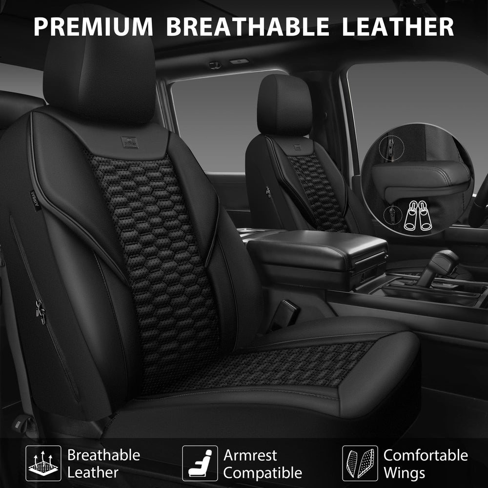 CAR PASS quilted black leather seat covers enhance interior style while reducing wear.