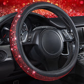 CAR PASS Red Diamond Leather Steering Wheel Cover with universal fit and premium grip.