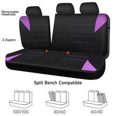 CAR PASS black-purple seat cover set enhances bold interior styling.