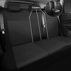 CAR PASS universal-fit seat with split view on a sample vehicle