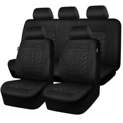 CAR PASS full set seat covers in all black with premium embossed texture