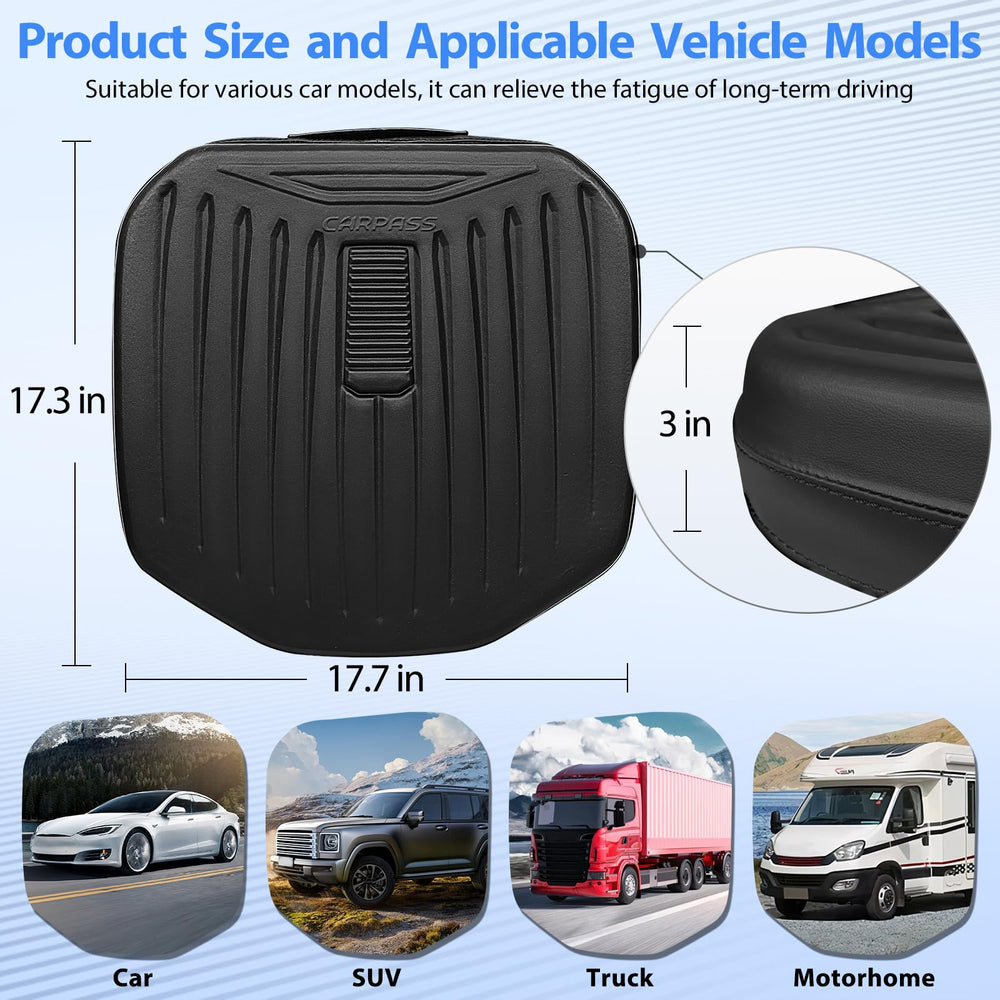 CAR PASS 3-inch thick cushion adds height for improved driving perspective.