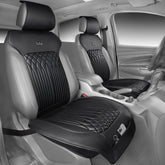 CAR PASS seat protector close-up shows premium Nappa leather and waterproof surface for protection.