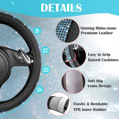 Rhinestones sparkle in sunlight on CAR PASS wheel cover