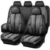 CAR PASS suede leather seat covers full set in grey for front seats, durable protection.