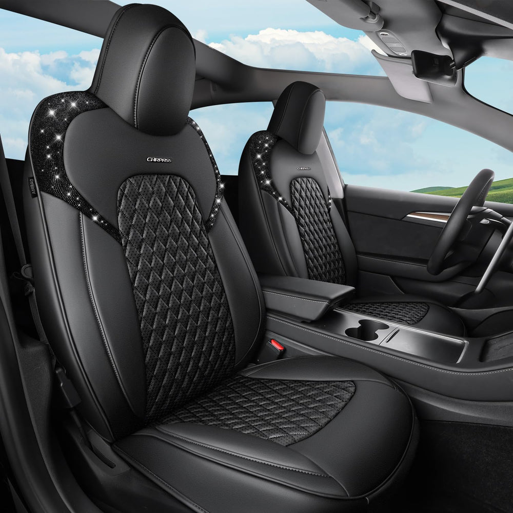 CAR PASS Tesla Model 3 Nappa leather front seat cover protects upholstery.