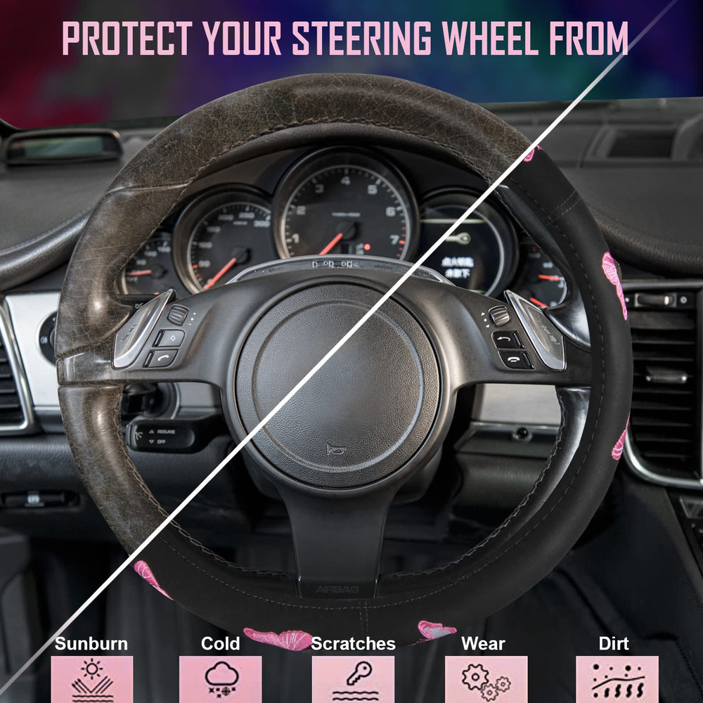 CAR PASS universal 15-inch steering cover fits most vehicles for versatile use