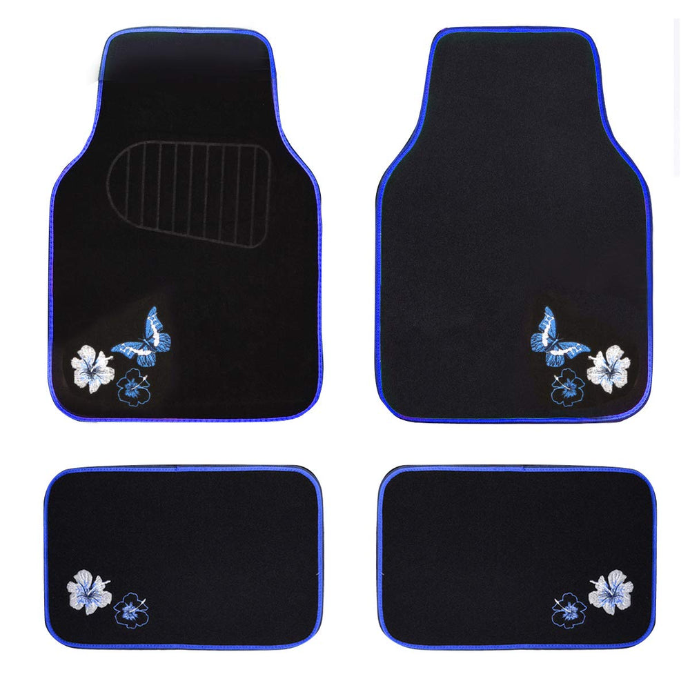 CAR PASS universal-fit embroidery butterfly mats protecting interior from dirt