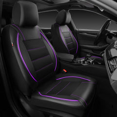 CAR PASS universal piping leather front seat cover in black and purple protecting against wear