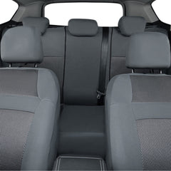 CAR PASS universal-fit seat cover installation shows easy, tool-free fitting.