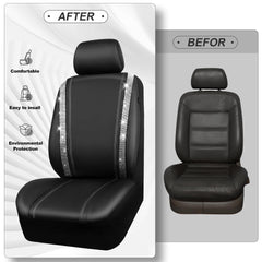 CAR PASS universal-fit seat cover demonstrates compatibility for most vehicles
