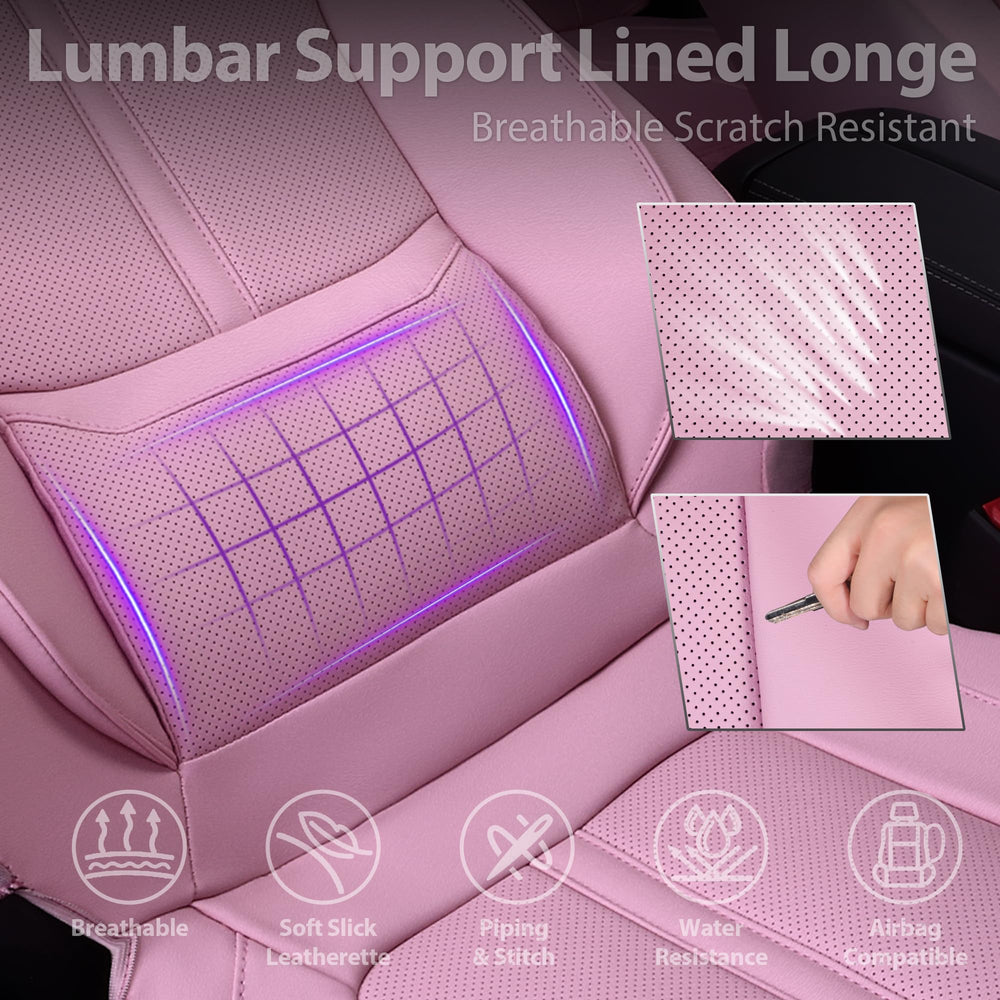 CAR PASS water-resistant pink leather seat covers shield seats from spills