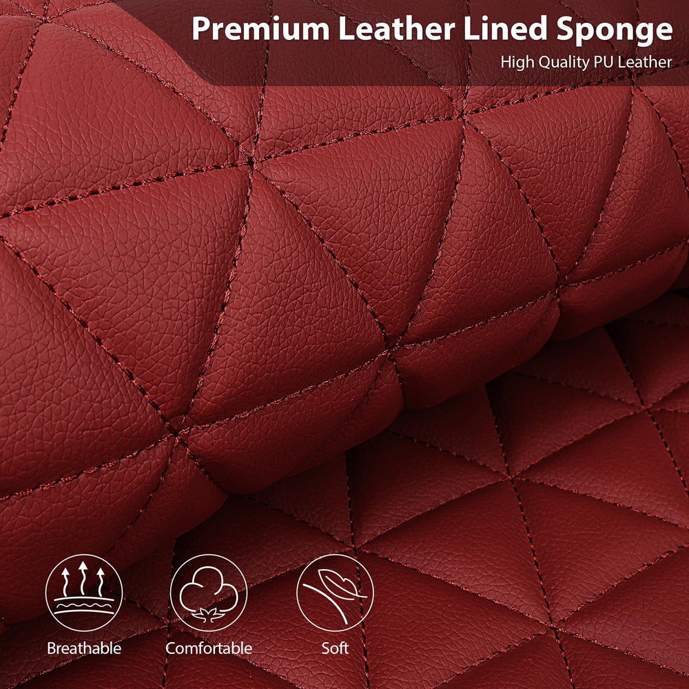 CAR PASS waterproof burgundy leather seat cover guards against spills during travel.