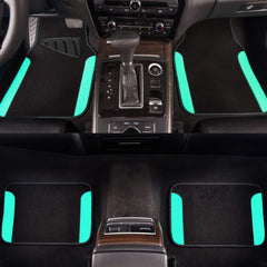CAR PASS teal rear mats close-up illustrating full-set protection for passengers