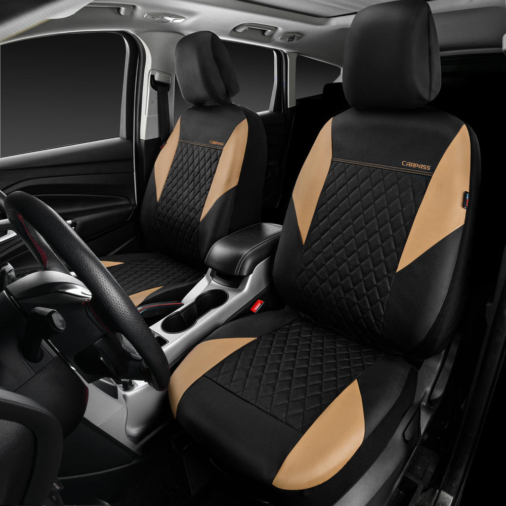 CAR PASS waterproof PU vinyl front seat cover showing durable texture