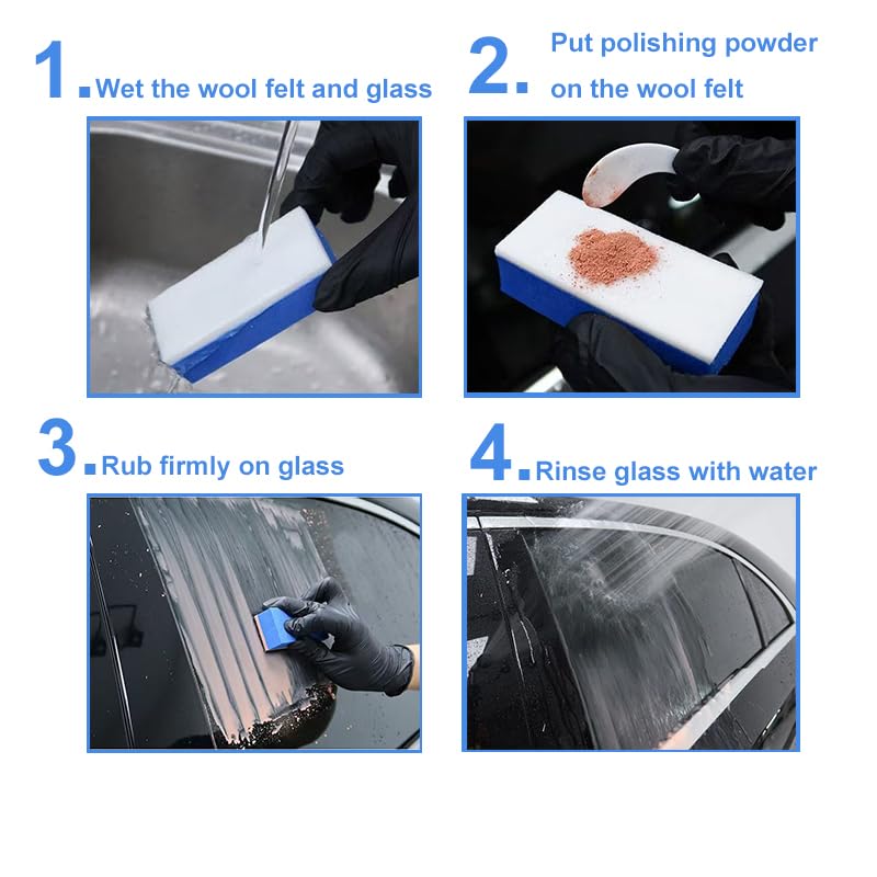 Car windshield after polishing with Generic Cerium Oxide for improved visibility