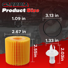 CARBBIA oil filter six-pack packaging shows compatibility for Toyota and Lexus models