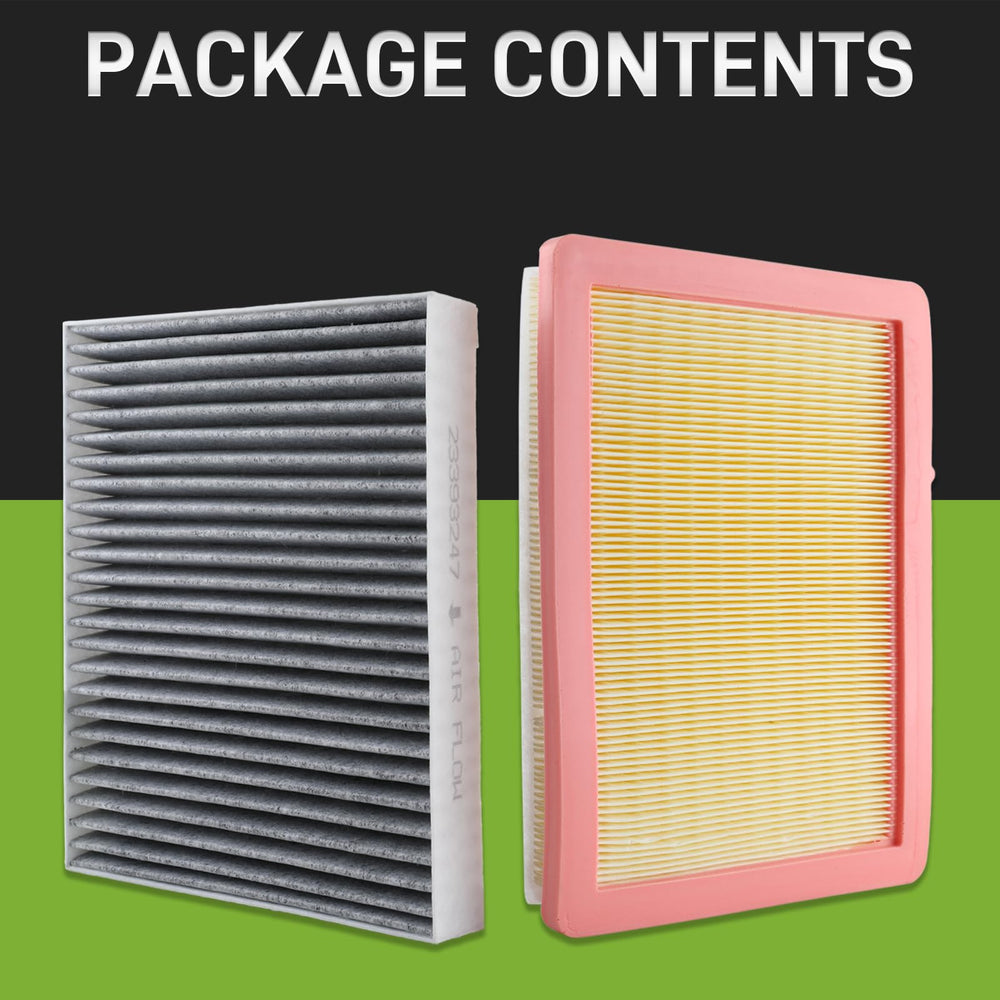 CARBBIA filter contents laid out: one engine and one cabin filter