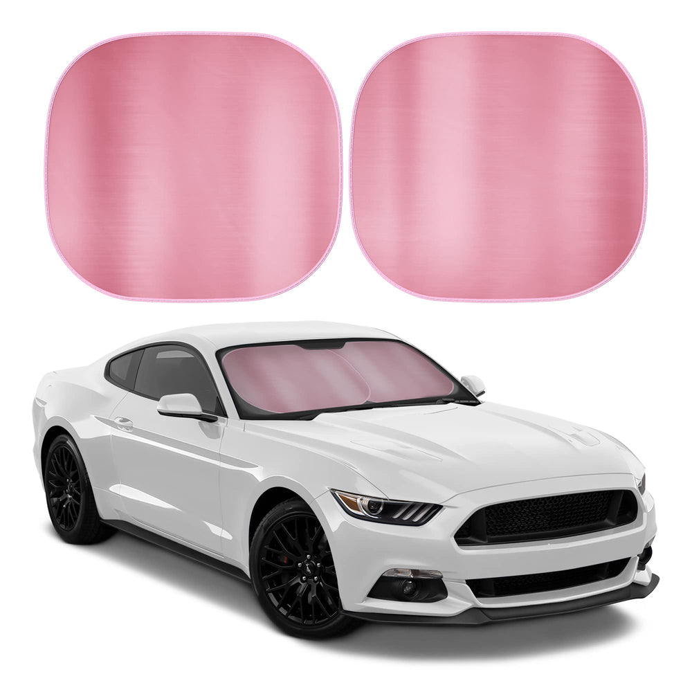 Carbella 2pc metallic pink windshield sun shade blocks heat while adding vibrant style.