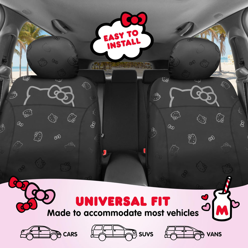 Easy installation on most front seats for Carbella Hello Kitty cover