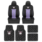 Carbella Hello Kitty Kuromi seat cover front view with protective black and purple design.