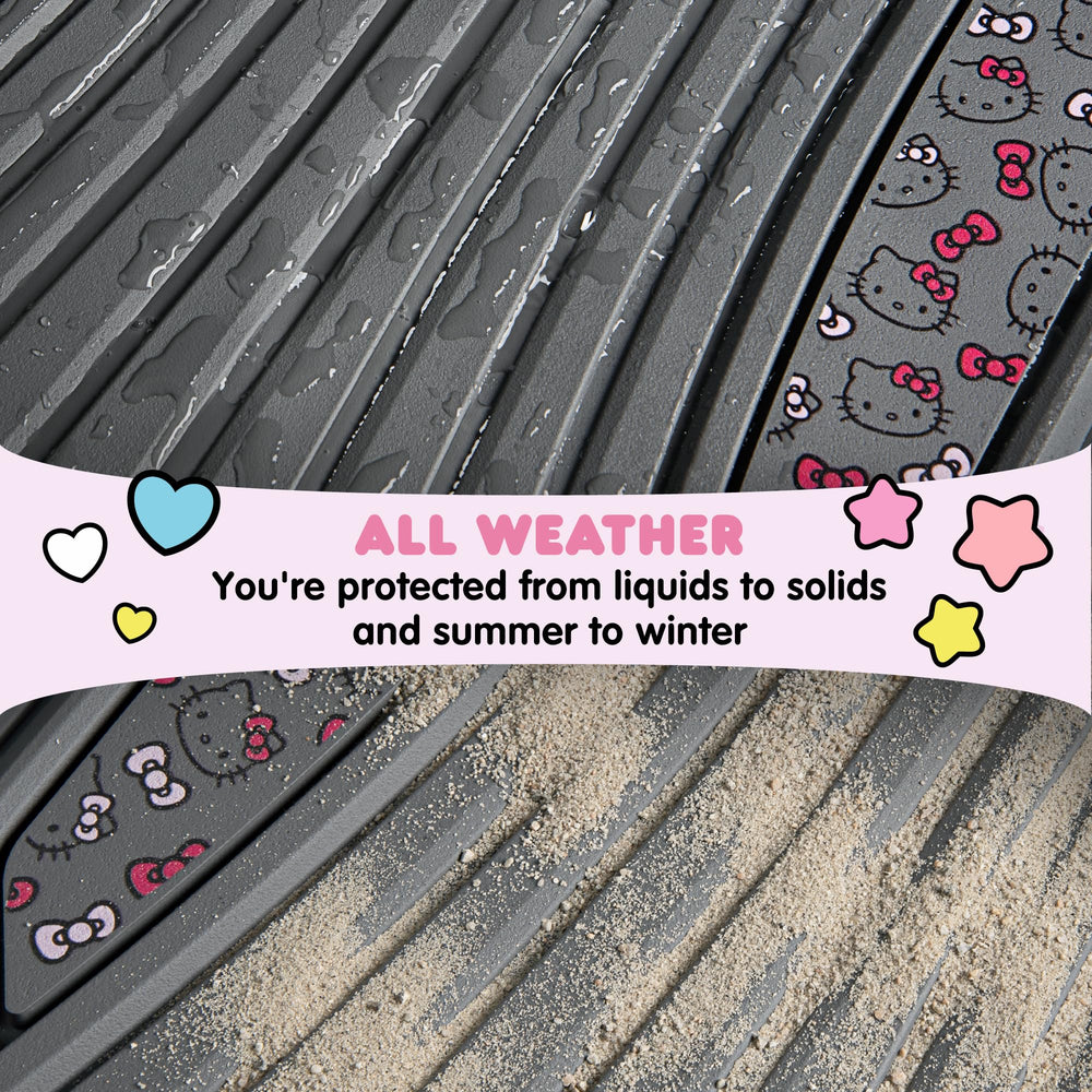 Carbella Hello Kitty mats 4pc set providing complete vehicle floor protection