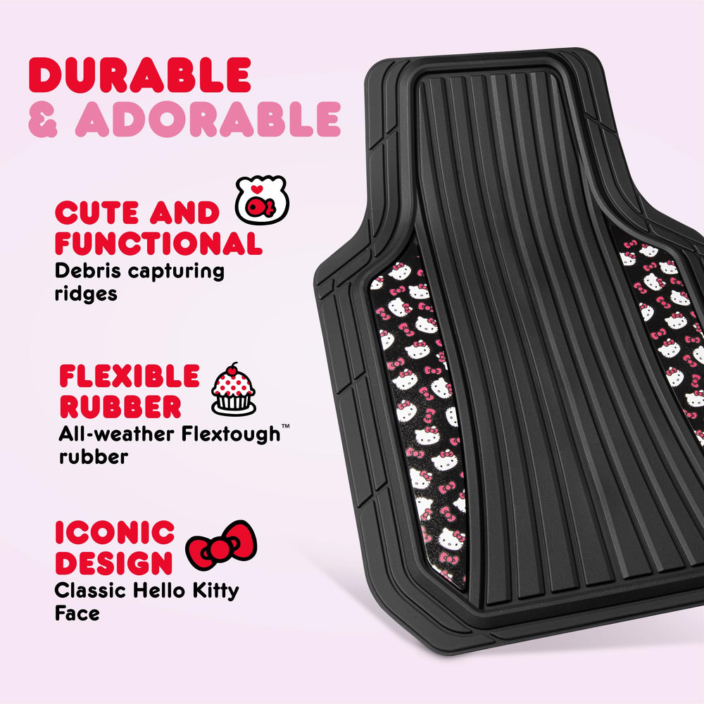Carbella Hello Kitty front-right mat highlights waterproof surface keeping floors clean