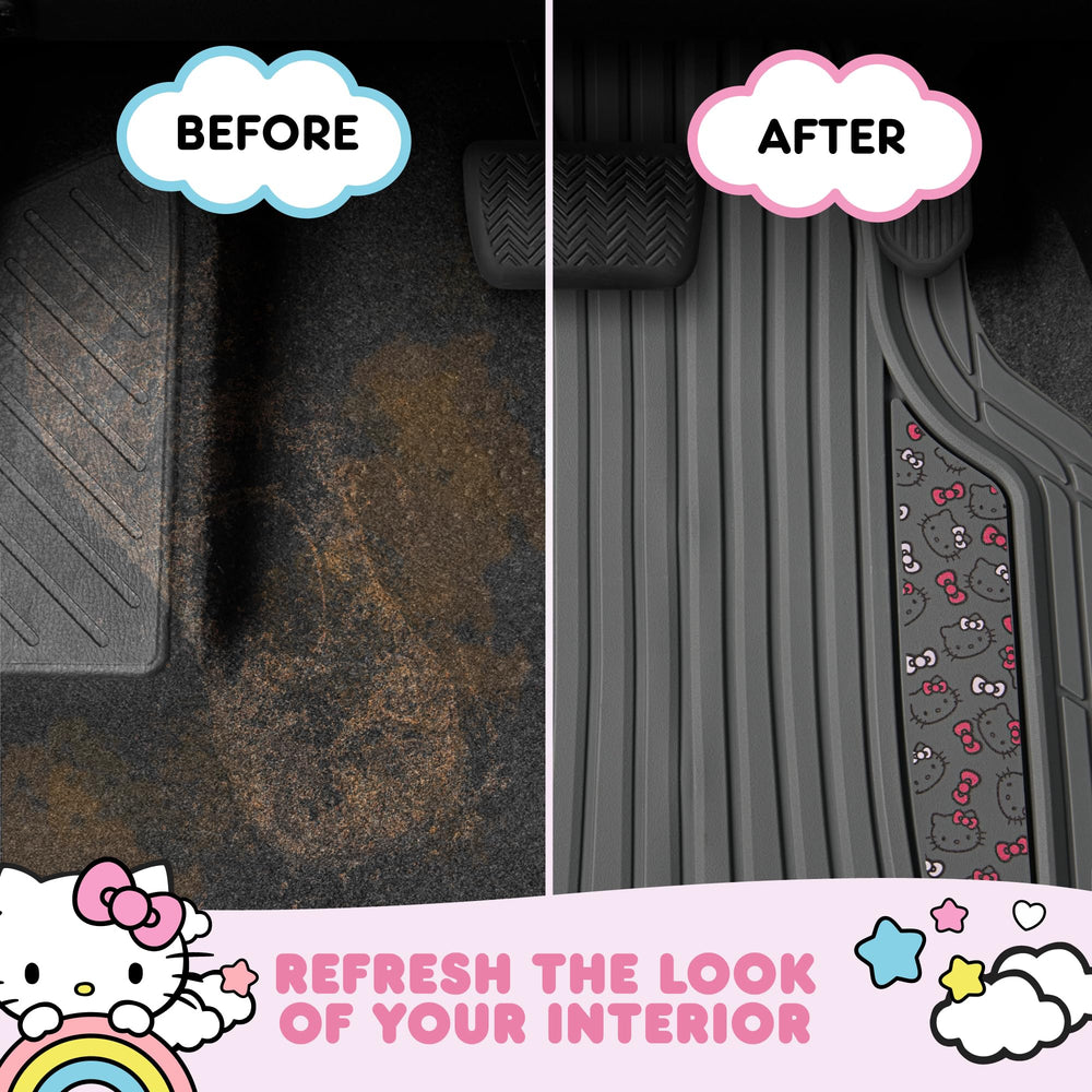 Carbella Hello Kitty mats gray pink design combines cute style with durability