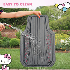 Carbella Hello Kitty mats in-car usage demonstrating front and rear protection