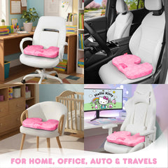 Carbella Hello Kitty cushion in car reduces fatigue on road trips.